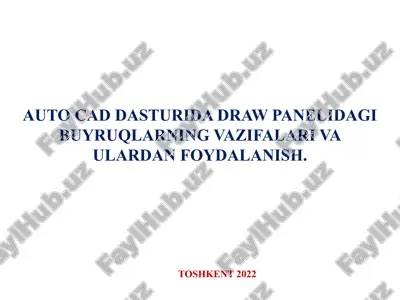 autocad dasturida draw panelidagi buyruqlarning vazifalari va ulardan foydalanish — PPTX