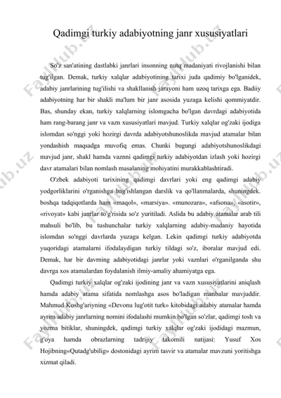 qadimgi turkiy adabiyotning janr xususiyatlari — DOC