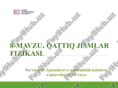 qattiq jismlar fizikasi — PPT