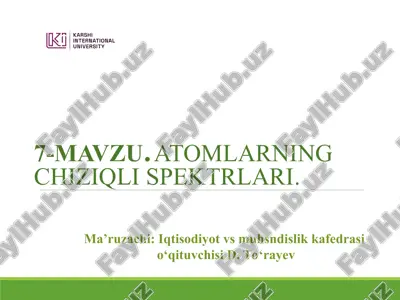 atomlarning chiziq spektralari — PPT
