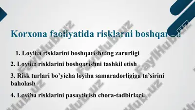 korxona faoliyati daromadlarni boshqarish — PPTX