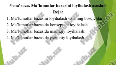 ma’lumotlar bazasi loyihalash asoslari — PPTX