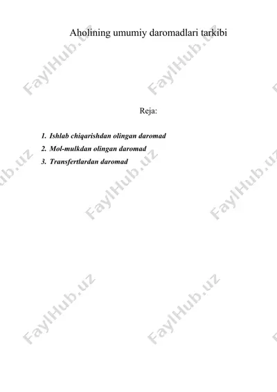 aholining umumiy daromadlari tarkibi — DOC