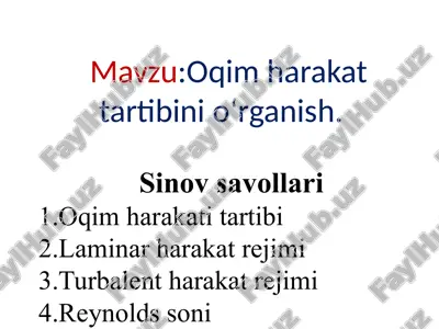 oqim harakattartibini o‘rganish — PPTX