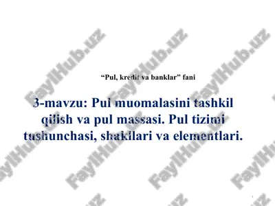 pul, kredit va banklar — PPTX