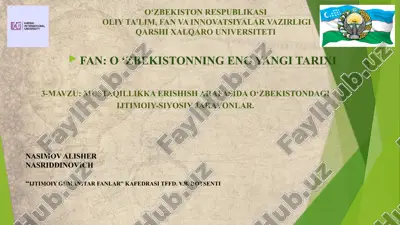 o‘zbekistonning eng yangi tarixi — PPTX