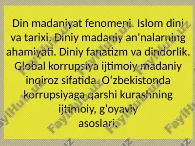 dinmadaniyat fenomeni va korrupsiya — PPTX