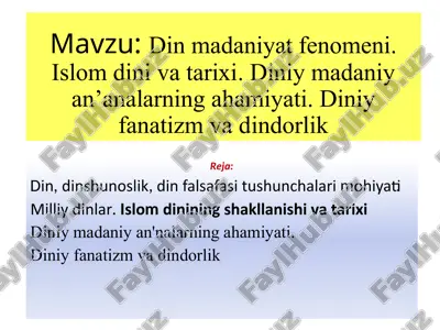 dinmadaniyat fenomeni — PPTX