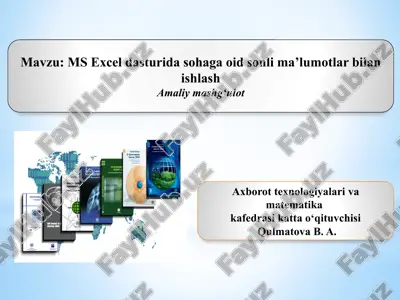ms excel dasturida sohaga oid sonli ma’lumotlar bilan ishlash — PPTX