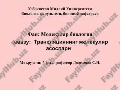 translyatsiyaning molekulyar asoslari — PPT