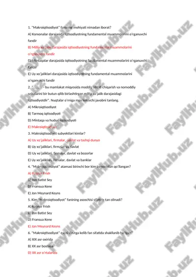 makroiqtisodiyotdan test — DOCX