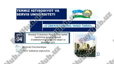 o‘zbekistonning yangi tarixi — PPTX