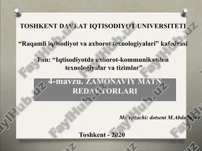 zamonaviy matn redaktorlari — PPT