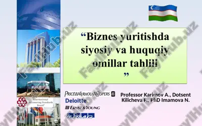 "biznes yuritishdasiyosi va huquqiy ommillar tahlili" — PPT