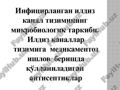 infitsirlanganildizkanaltizimining mikrobiologik tarkibi — PPTX