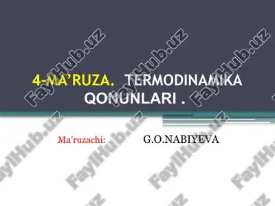 ma’ruza.termodinika qonunlari — PPTX
