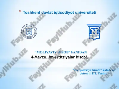 moliyaviy investitsiyalar hisobi — PPTX