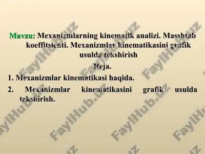 mexanizmlarning kinematik analizi — PPT