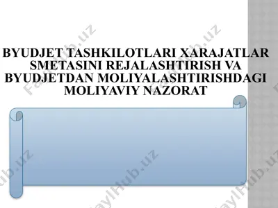 byudjet tashkilotlari xarajatlar smetasini rejalashtirish va byudjetdan moliyalashtirishdagi moliyaviy nazorat — PPTX