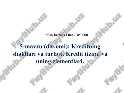 pul, kredit va banklar — PPTX