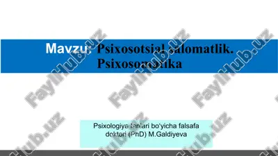 psixosotsial salomatlik. psixosomatika — PPT