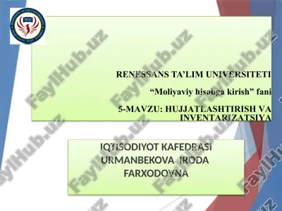 hujjatlashtirish va inventarizatsiya — PPTX