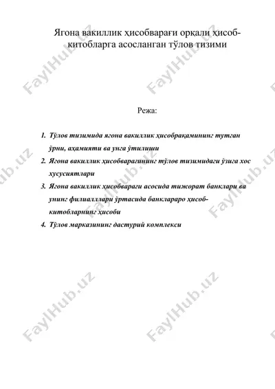 ягона вакиллик ҳисобварағи орқали ҳисоб-китобларга асосланган тўлов тизими — DOC