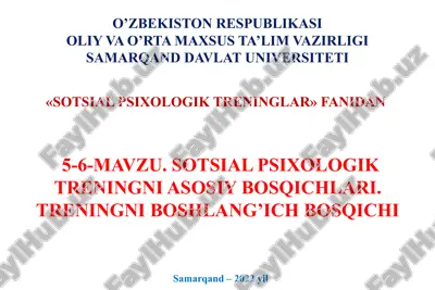 sotsial psixologik treninglar — PPTX