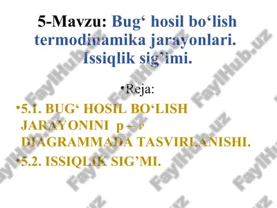 issiqlik teknikasining nazariy asoslari — PPT