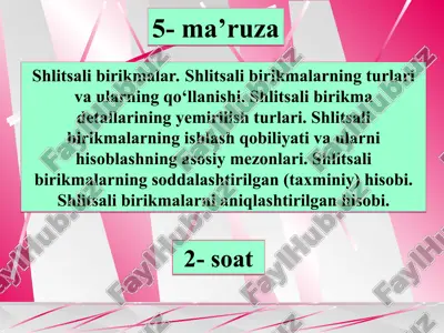 shlitsali birikmalarning ma'ruza — PPT