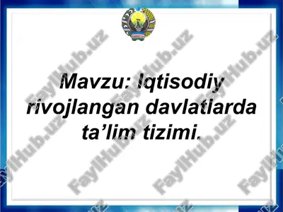 ta'lim tizimlari iqtisodiyotda — PPTX