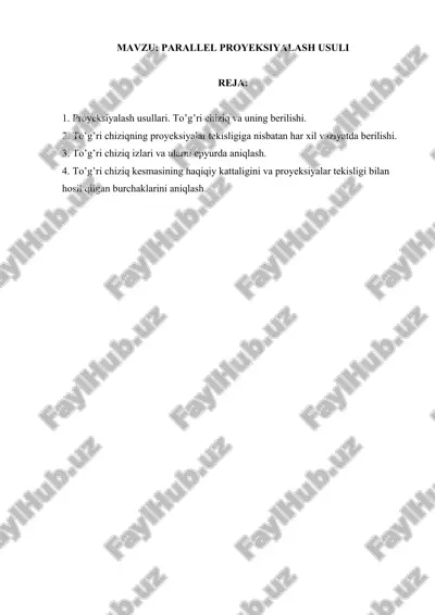parallel proyeksiyalash usuli — DOCX