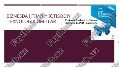 biznesda iqtisodiy texnologik omillar — PPTX