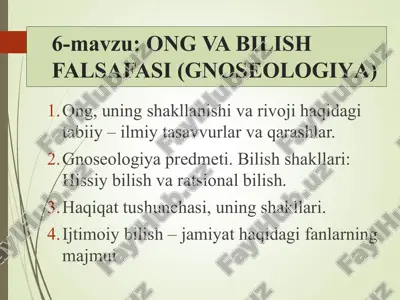 ong va bilish falsafasi (gnoseologiya) — PPT