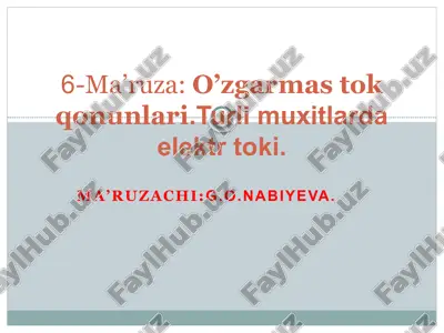 o’zgarmas elektr toki va o’zgarmas stok qonunlari — PPTX