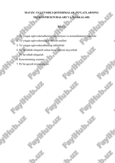 uglevodli qotishmalar — DOCX