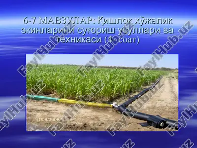 qishloq xo'jalik ekinlarini sug'orish usullari va texnikasi — PPT