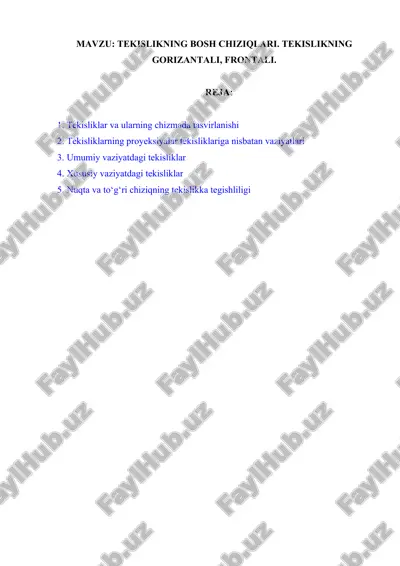 tekislikning bosh chiziqlari — DOCX