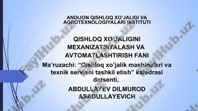 urug'ekish va ko'chat o'tkazish mashinalari — PPT