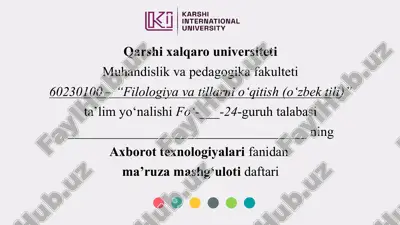 "filologiya va tillarni o'qitish (o'zbek tili) ta'lim yo'nalishi" — PPTX