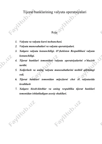 tijorat banklarining valyuta operatsiyalari 2 — DOC