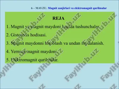 magnitlar va elektromagnit qurilmalari — PPTX