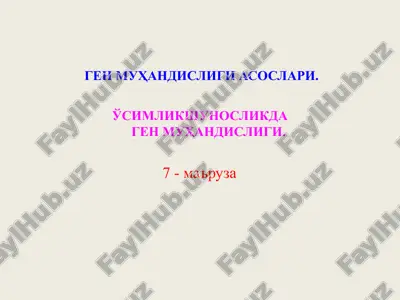 gen muxandisligi asoslari — PPT