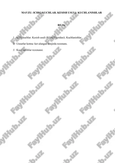 ichki kuchlar. kesish usuli. kuchlanishlar — DOCX