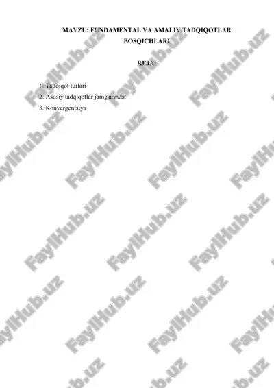 fundamental va amaliy tadqiqotlar bosqichlari — DOCX