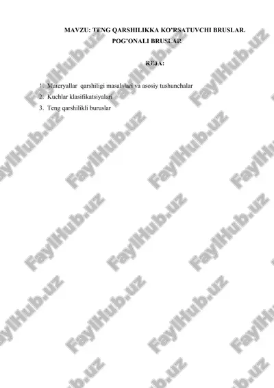 materiallar qarshiligi masalalari va asosiy tushunchalar — DOCX