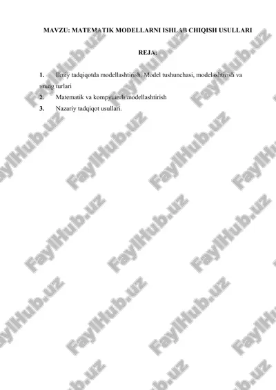 matematik modellashtirish usullari — DOCX