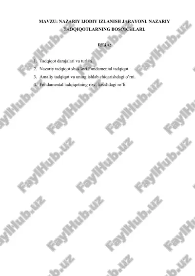 nazariy ijodiy izlanish jarayoni — DOCX