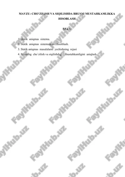 statik aniqmas sistemalarni hisoblash — DOCX