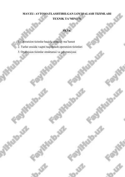 operatsion tizimlar haqida umumiy ma’lumot — DOCX